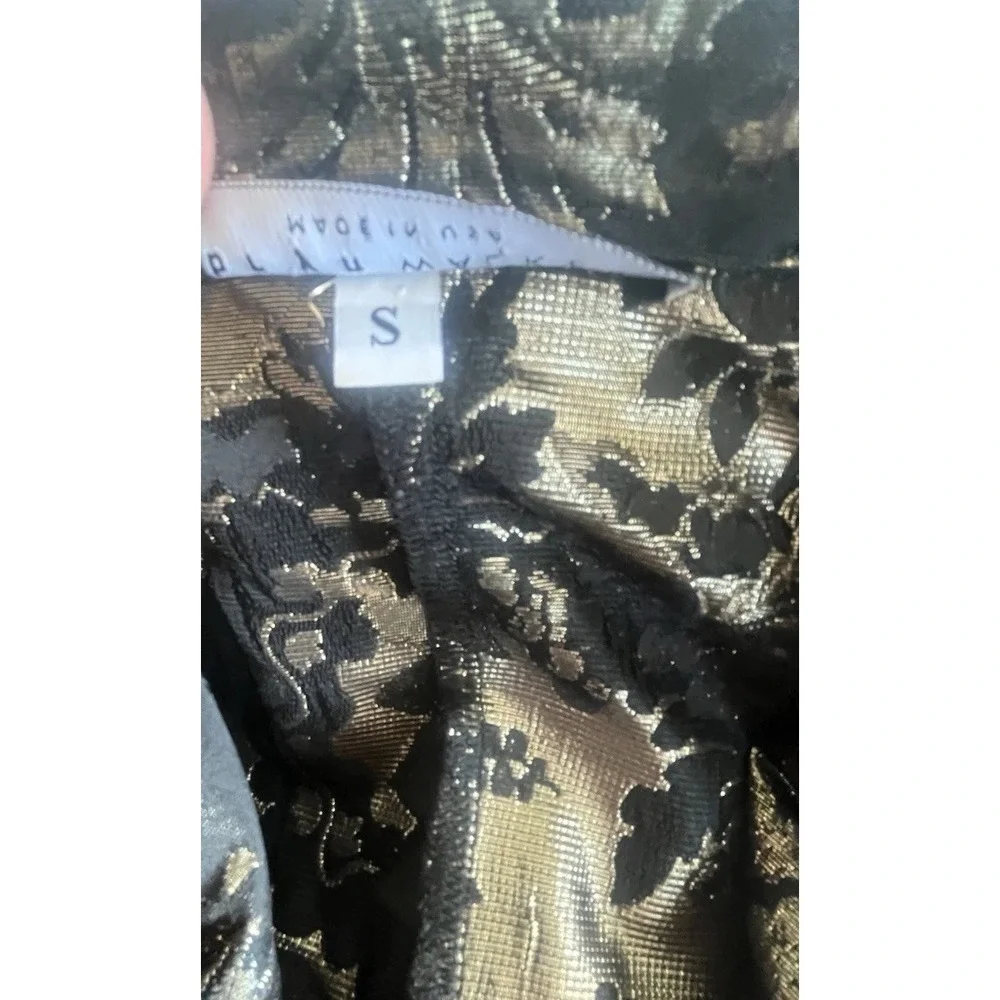 Bryn Walker Womens Black Gold Floral‎ Kimono Jacket Sz Small S Italian Fabric